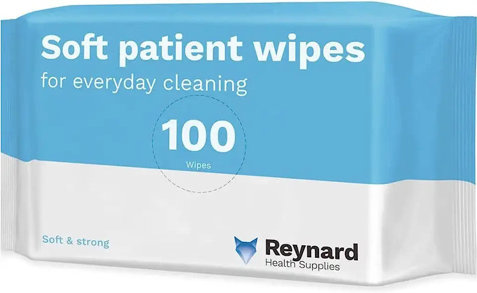 Reynard Health Supplies Everyday Soft Patient Wipes- White - 100 Count -Unscented Wet Wipes, Moisturizing Baby Wipes, 100% Plant-based, Bio-sourced, Biodegradable,Makeup Remover Cleansing Face Wipes - Box of 1