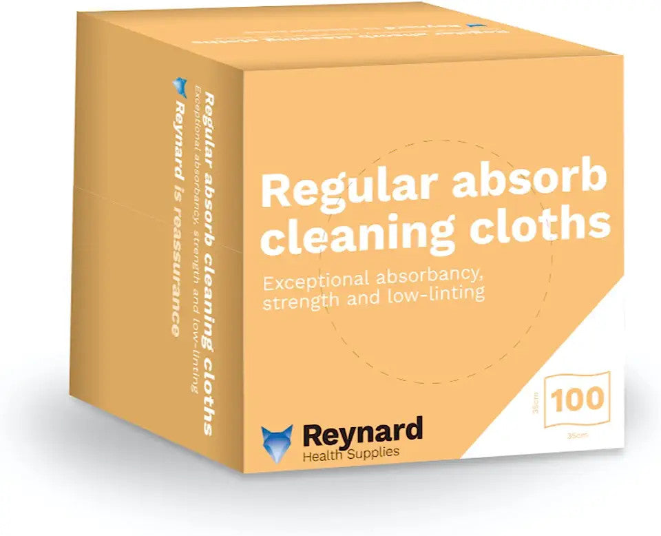 Reynard Health Supplies Absorb Cleaning Cloths for Use in Central Sterilising Units & Operating Theatre, Extra Large Wipe Size, White, 60cm x 35 cm - Box of 50