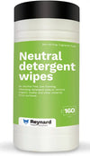 Reynard Health Supplies Neutral Detergent Wipes, Approved by Many Equipments Manufacturers, White, 20cm x 30 cm - Box of 160