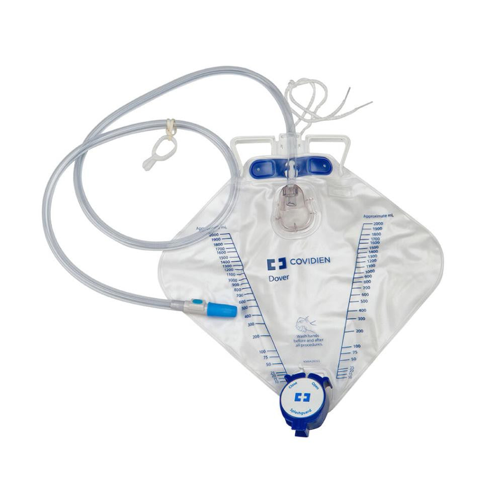 Covidien Dover Urine Drainage Bag, Luer-Slip Sampling, Anti-Reflux Device, Drain Port 2000 mL (6308)