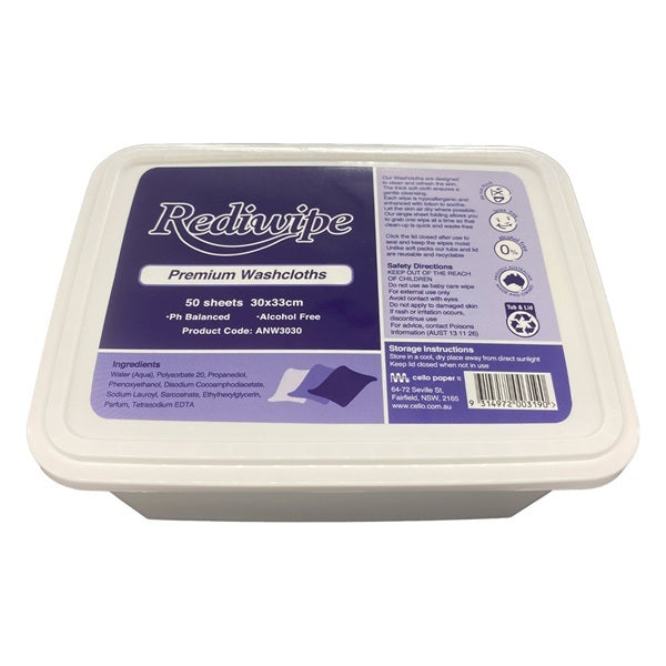 Cello Rediwipe Premium Wash Cloths, 1 Ctn (12 x 50/pack) (ANW3030)