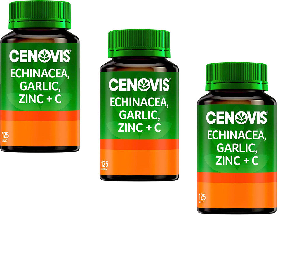 Cenovis Echinacea Garlic Zinc And C Capsules Jar Of 125, 3 JARS