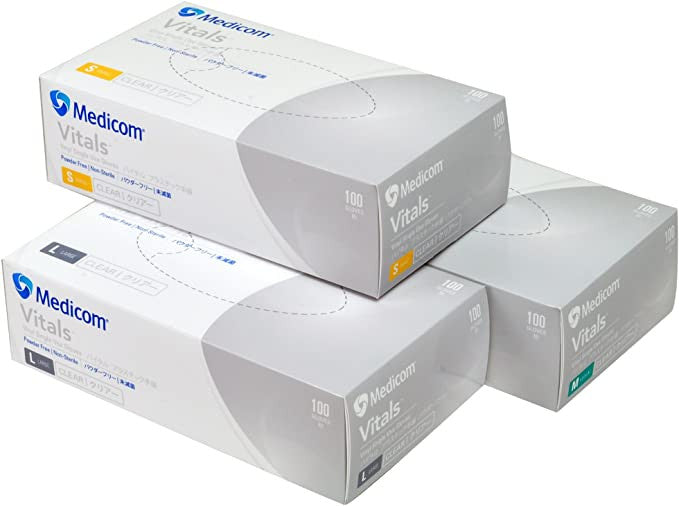 Medicom Vitals Vinyl Gloves Clear 4.5g 10Box of 100pcs