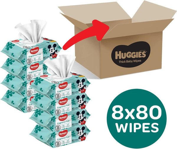 Huggies Thick Baby Wipes Fragrance Free | 640 Wipes
