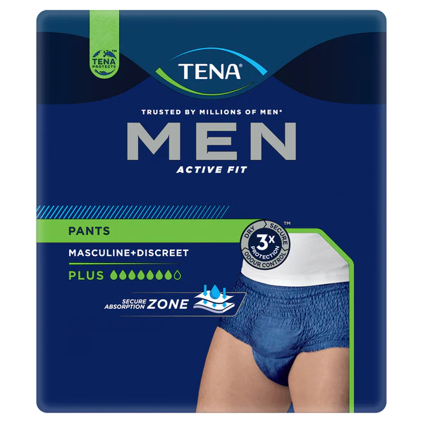 TENA MEN Active Fit Pants Plus Navy (Small/Medium - Large/X-Large)