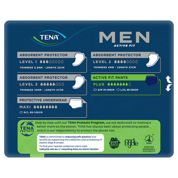 TENA MEN Active Fit Pants Plus Navy (Small/Medium - Large/X-Large)