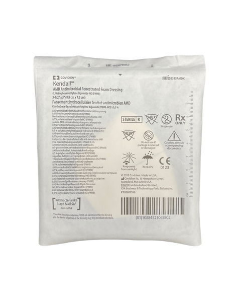Covidien Kendall Amd Antimicrobial Foam 8.9X7.6cm Fenestrated (55535AMDX) - Box of 50