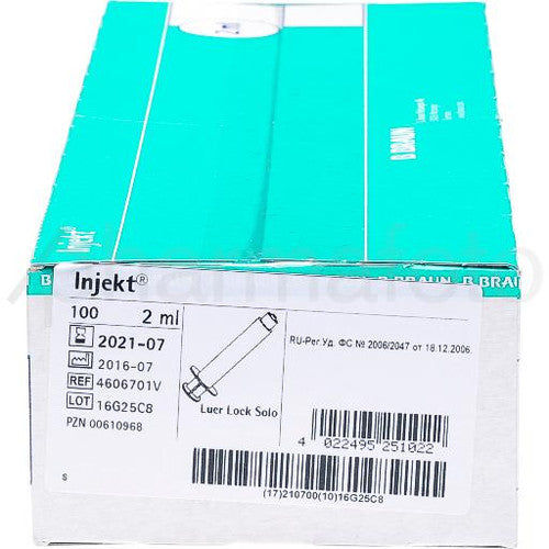 B. Braun Injekt Disposable Syringes 2-Parts, Luer-Lock, Box of 100 - All Sizes