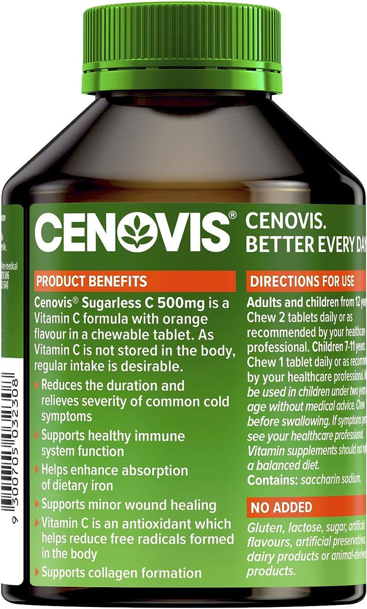 Cenovis Sugarless C 500Mg Orange Flavour Tablets Jar Of 300,  131922 _ 3 Jars