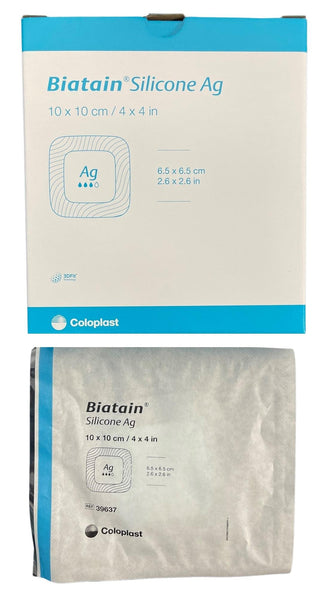 Coloplast Biatain Silicone Ag Adhesive Foam Dressing 10cm x 10cm (39637)