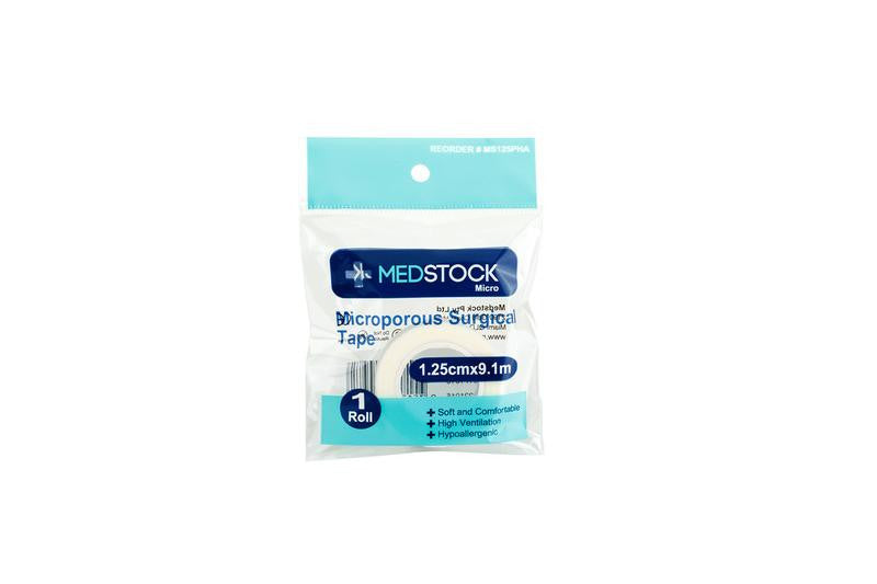 Medstock Microporous Surgical Tape 1.25cm/2.5cm x 9.1m Wrapped one box