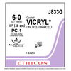 J833G Ethicon Coated Vicryl Suture, Size 6-0, Length 18"