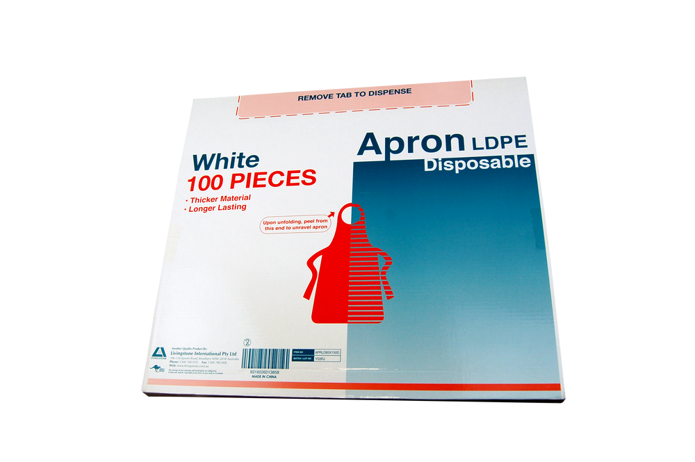 Apron 85 x 150cm Recyclable LDPE Bib Type White 100