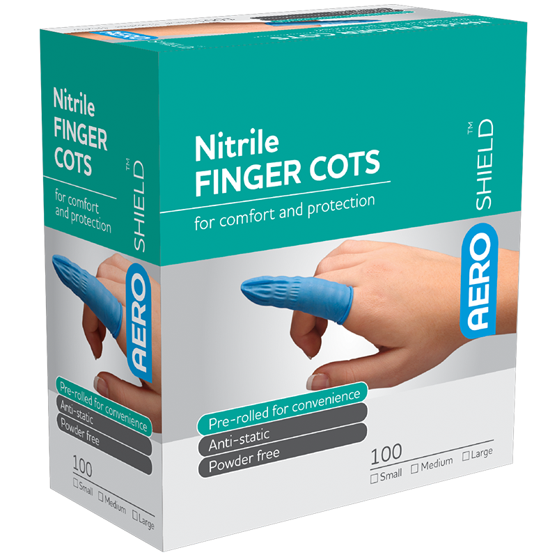 AEROSHIELD X Large Nitrile Finger Cots Box/100