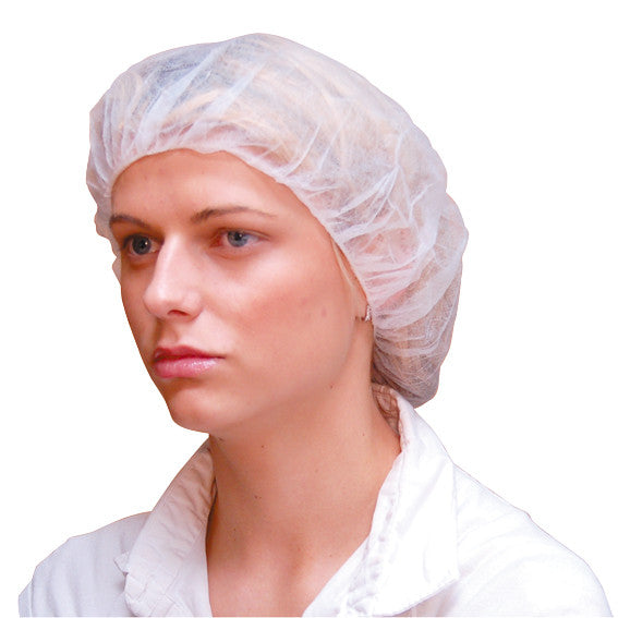 Disposable Bouffant Hairnet Cap White Nonwoven Latex Free 21 inches