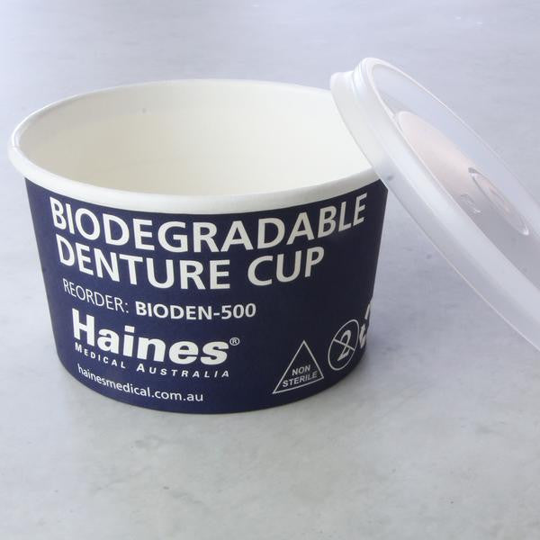 Biodegradable Denture Cup with Lid. 300mL. Box of 500 300mL