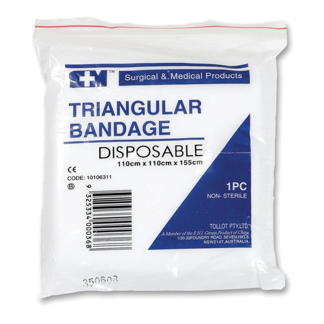 Triangular Bandage Sling White Disposable 110 X 110 X 155cm