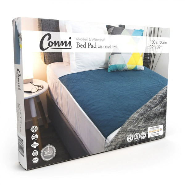 Conni Reusable Bed Pad with Tuck-ins 100x100cm, Each - All Colors