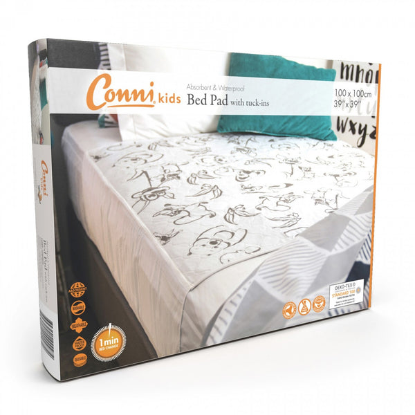 Conni Kids Reusable Bed Pad with Tuck-ins 100x100cm, Each (Aussie Animals / Unicorn & Dinosaur)