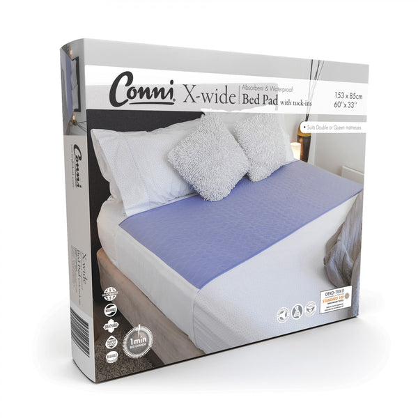 Conni X-wide Reusable Bed Pad with Tuck-ins 153cm x 85cm, Each - All Colors