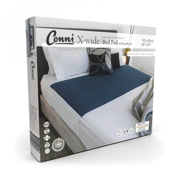 Conni X-wide Reusable Bed Pad with Tuck-ins 153cm x 85cm, Each - All Colors