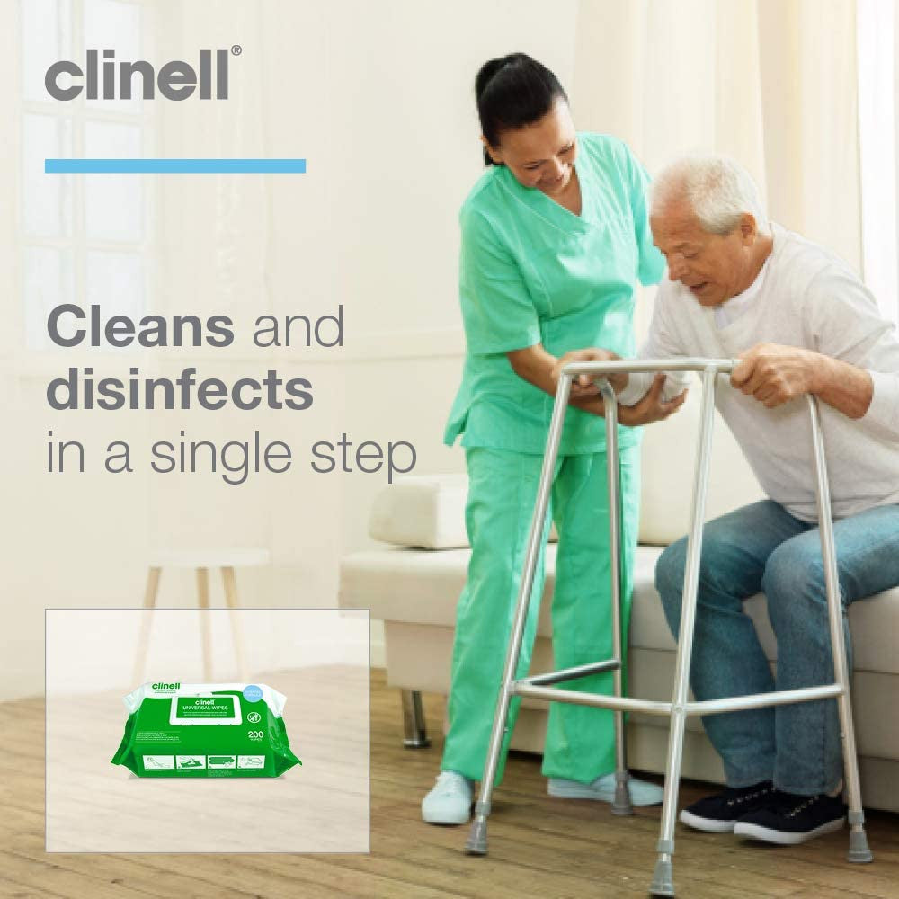 6 packs Clinell Universal Sanitising Wipes 25cm x 25cm Green