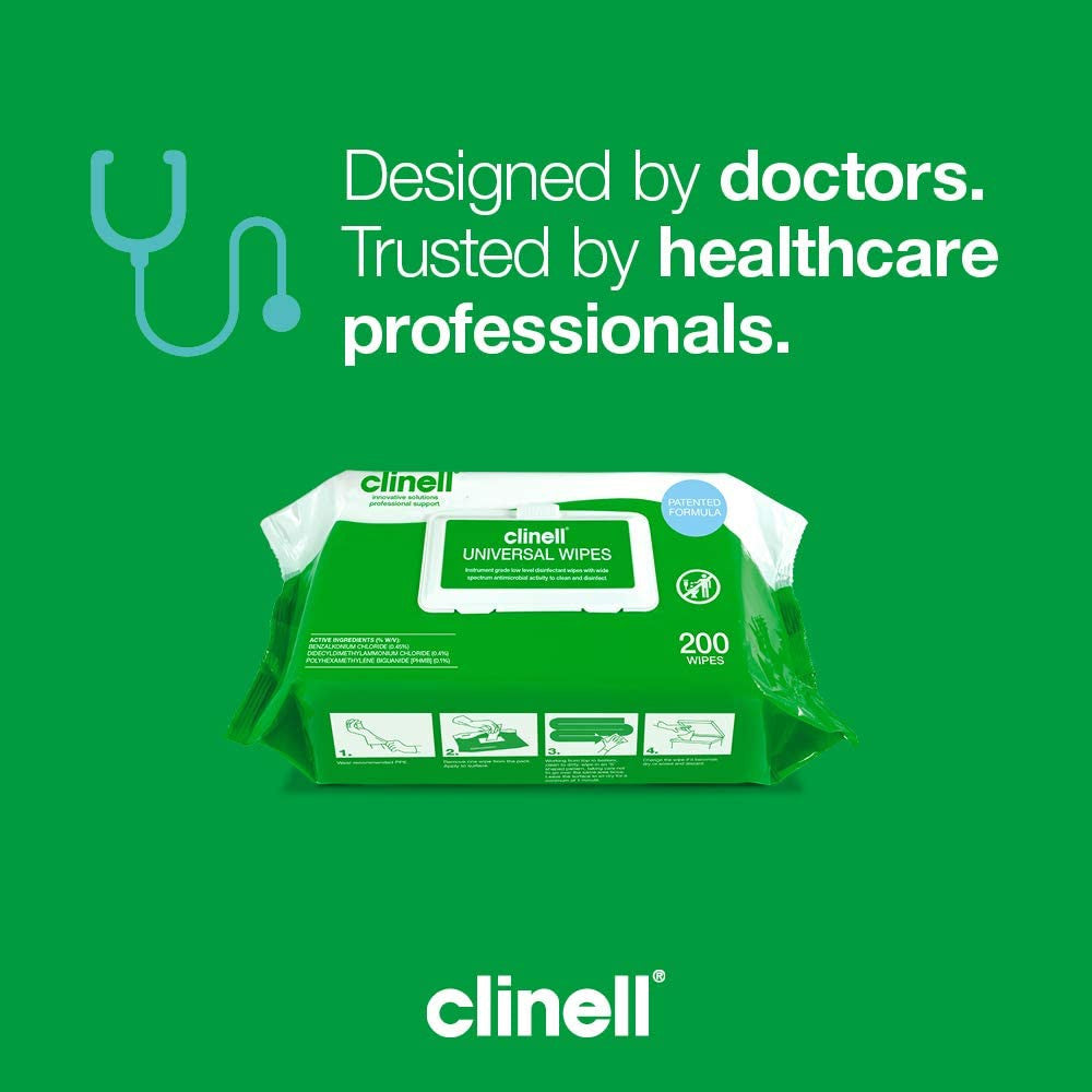 Clinell Universal Sanitising Wipes 25cm x 25cm Green Pack of