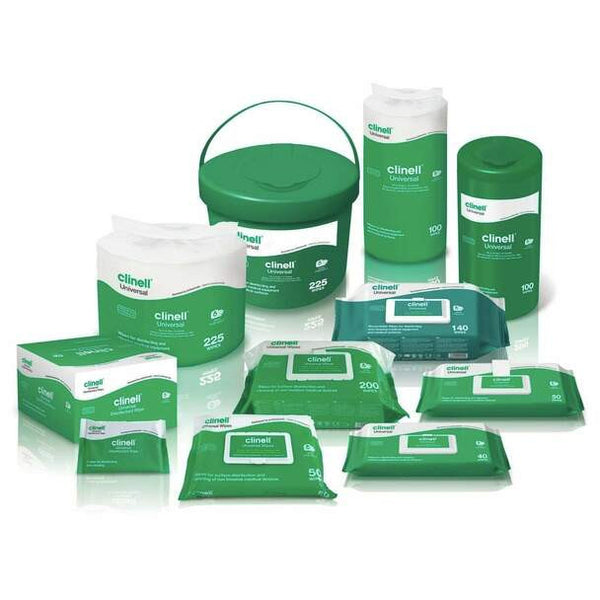 Clinell Universal Sanitising Wipes Range - Bucket/ Tube/ Pack/ Refill Pack/ Spray/ Dispenser