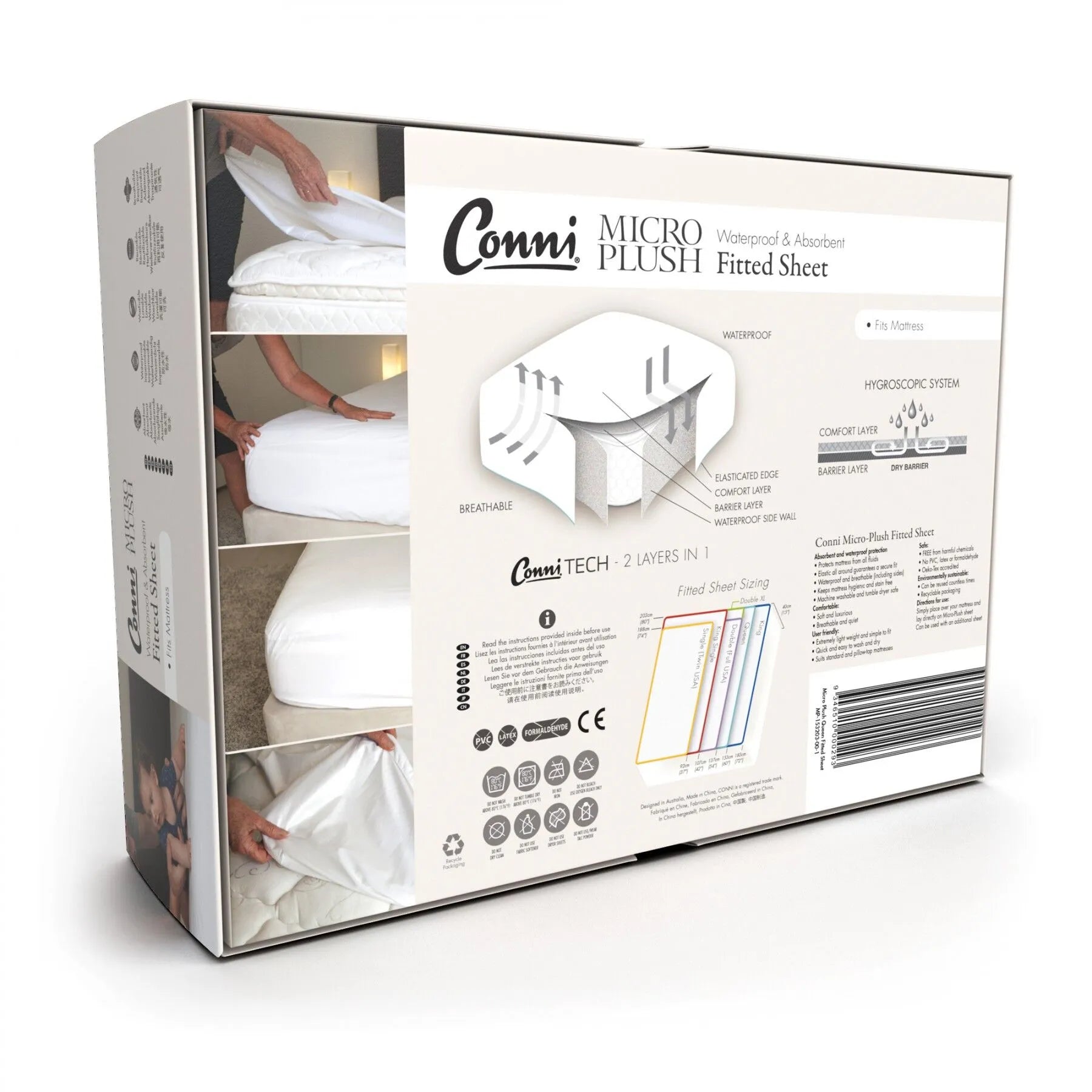 Conni Micro-Plush Waterproof Mattress Protector, King Single 107x203cm Charcoal, Each (MP-107203-00-1CH)
