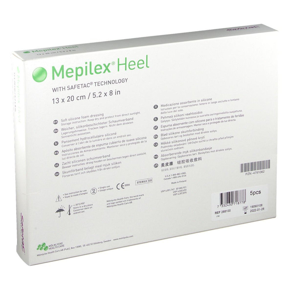 Molnlycke Mepilex Heel Foam Dressing Non Adhesive 13cm x 20cm