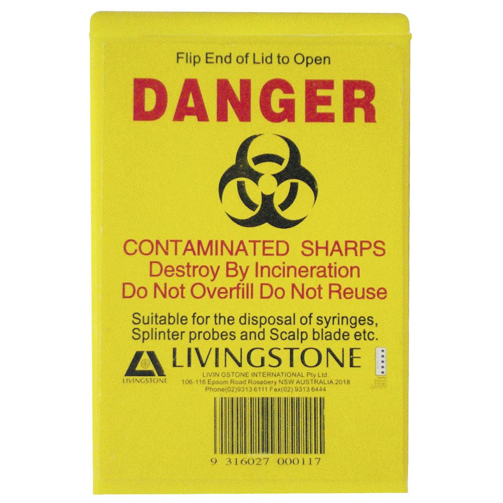 Sharps Disposal Safes Polypropylene 90ml Rectangle Yellow Each