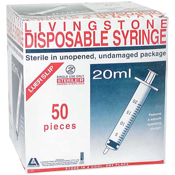 Syringe 20ml Luer Slip Tip Eccentric Off Centre Nozzle Latex