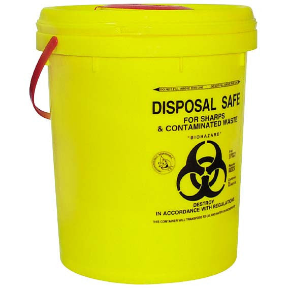 Needles Sharps Waste Collector 23 Litres with Screw Lid and