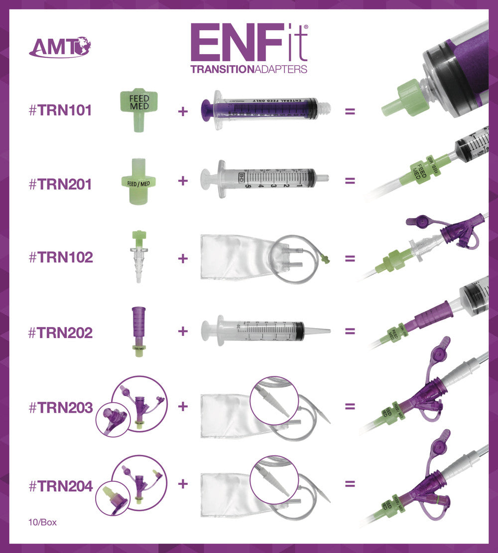 AMT  ENFit Transitional Adapters Box of 10 - All Sizes