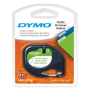 Dymo Letter Tag Paper Label 12mm x 4 Metres White