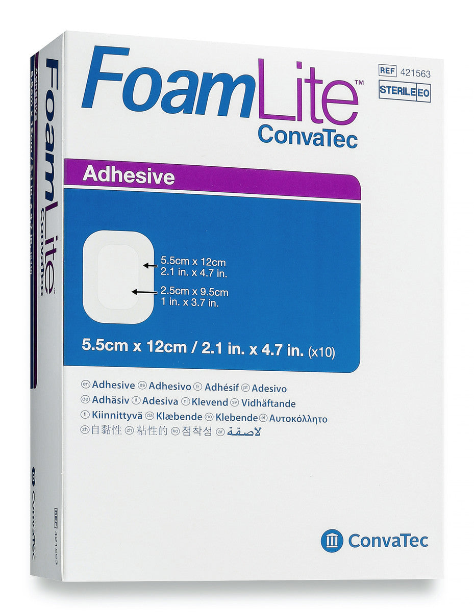 ConvaTec Foam Lite Adhesive 5.5cm X 12cm All Packaging