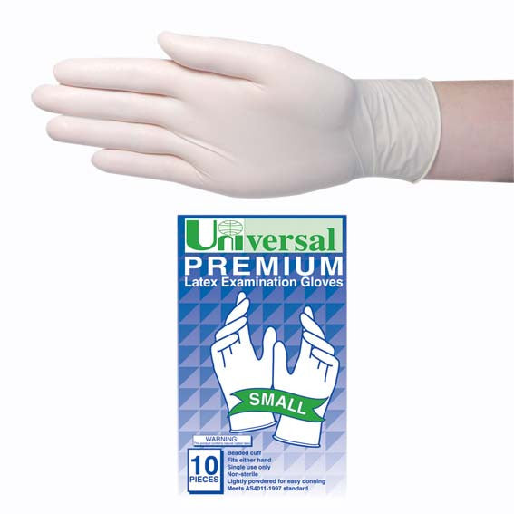 Universal Premium Biodegradable Latex Gloves Small 10 per Pack