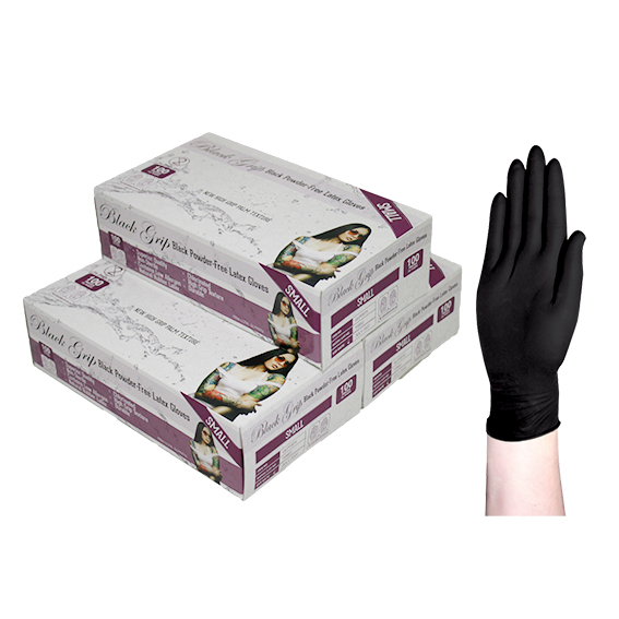 Black Grip Thick Heavy Duty Biodegradable Latex Gloves Powder Free