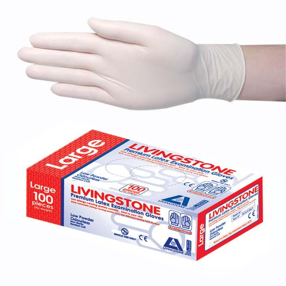 Premium Biodegradable Latex Examination Gloves AS/NZ Low Powder Large Cream