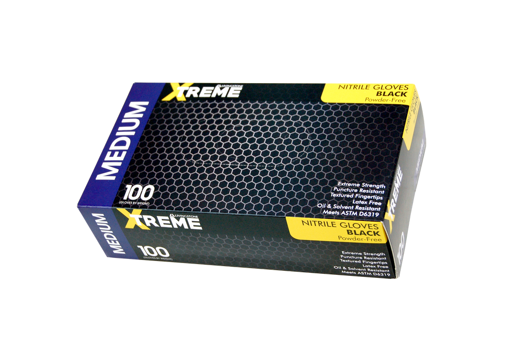 Xtreme Thick Heavy Duty Nitrile Gloves Powder Free Medium Black