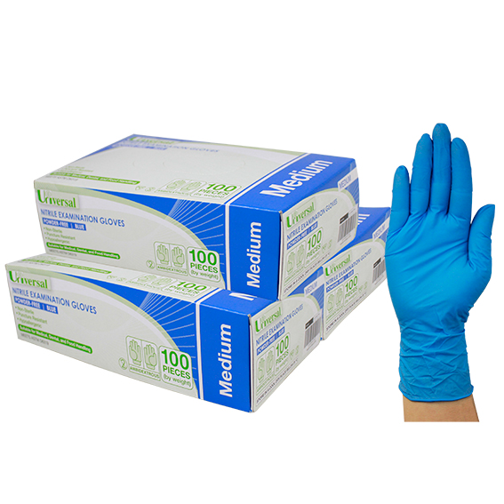 Universal Nitrile Examination Gloves AS/NZ Powder Free Medium Blue Colour