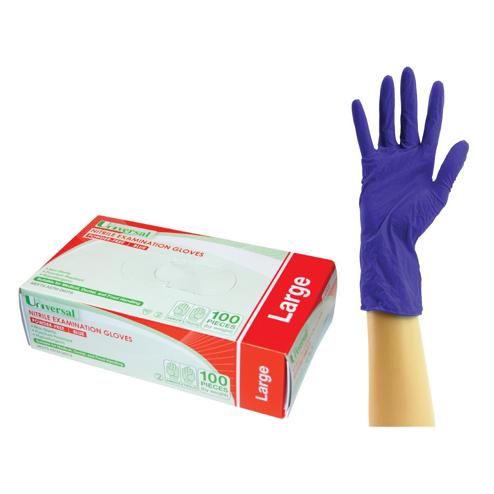 Universal Nitrile Examination Gloves Powder Free Large Cobalt Blue Colour