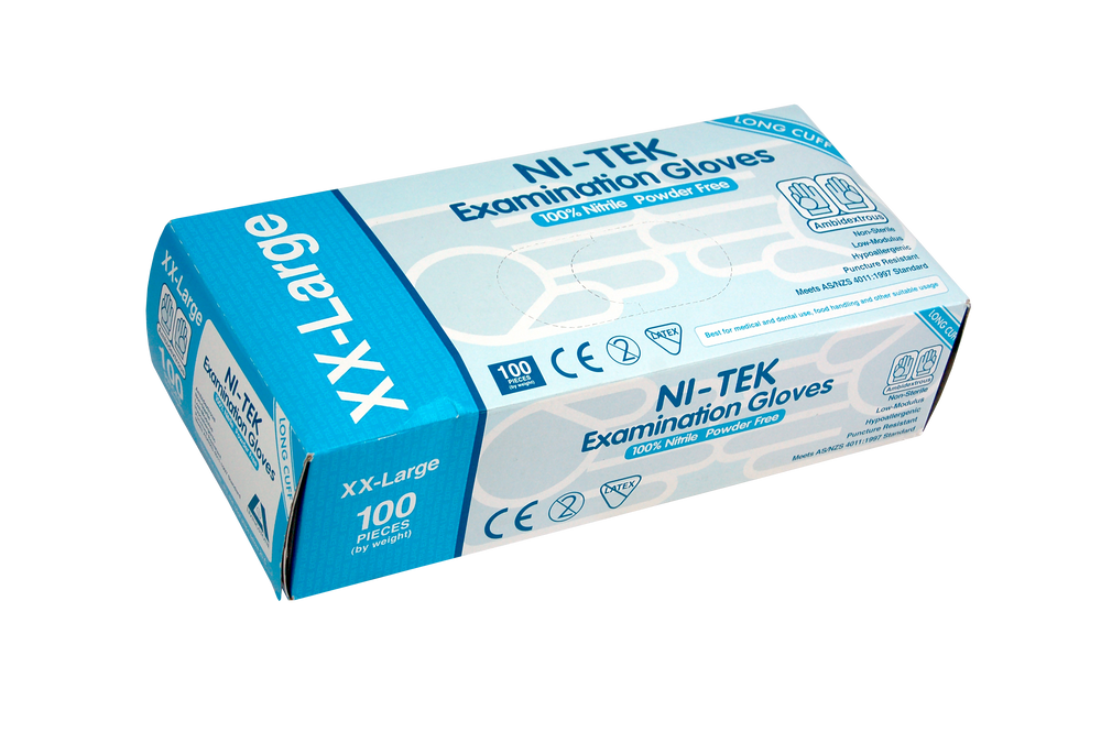 Ni Tek Nitrile Gloves Long Cuff 300mm AS/NZ Powder Free