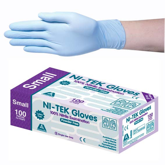 Ni Tek Nitrile Gloves AS/NZ Malaysian Powder Free Small Blue