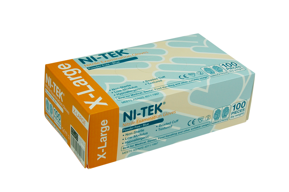 Ni Tek Nitrile Gloves AS/NZ Malaysian Powder Free Extra Large