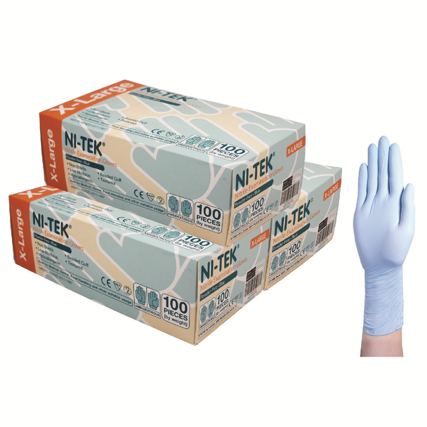 Ni Tek Nitrile Gloves AS/NZ Malaysian Powder Free Blue Colour