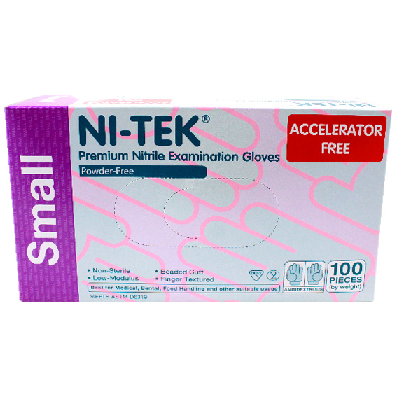 Ni Tek Nitrile Accelerator Free Gloves Powder Free Small Blueple