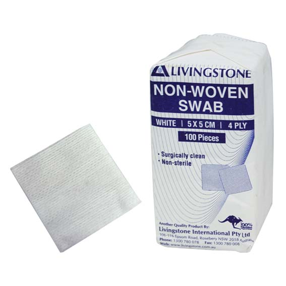 Non Woven Swabs Superior Absorbency White 4 Ply 5 x