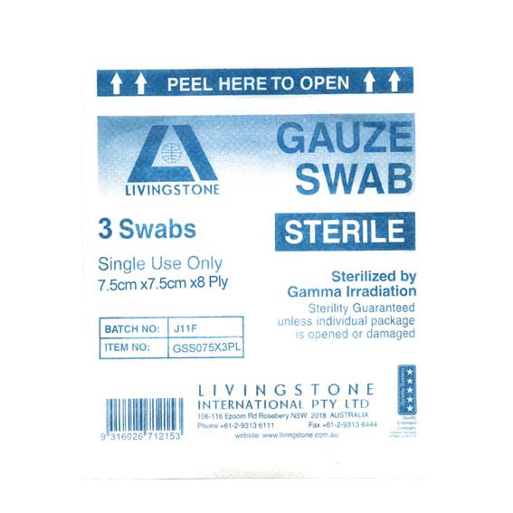 Sterile Gauze Swabs 7.5 x 7.5 cm x 8 ply