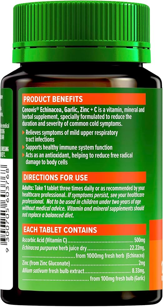 Cenovis Echinacea, Garlic, Zinc + Vitamin C, 125 Tablets/ Jar,  3Jars